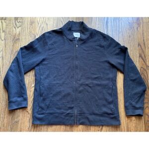 Billy Reid Sweater Jacket Mens Size Large Black Full Zip Ribbed Cotton Blend